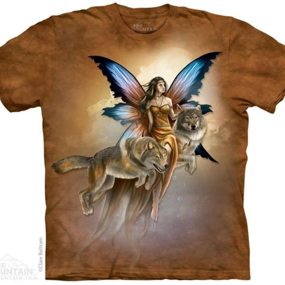 The Mountain Fairy Wings Wolf Spirited Companions Wolves T-Shirt M-3X